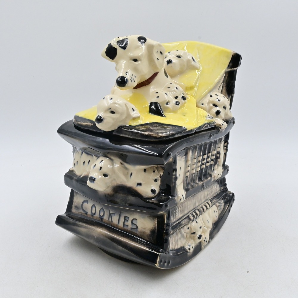 McCoy Dalmatian Dog & Puppies Rocking Chair Ceramic Cookie Jar Vintage